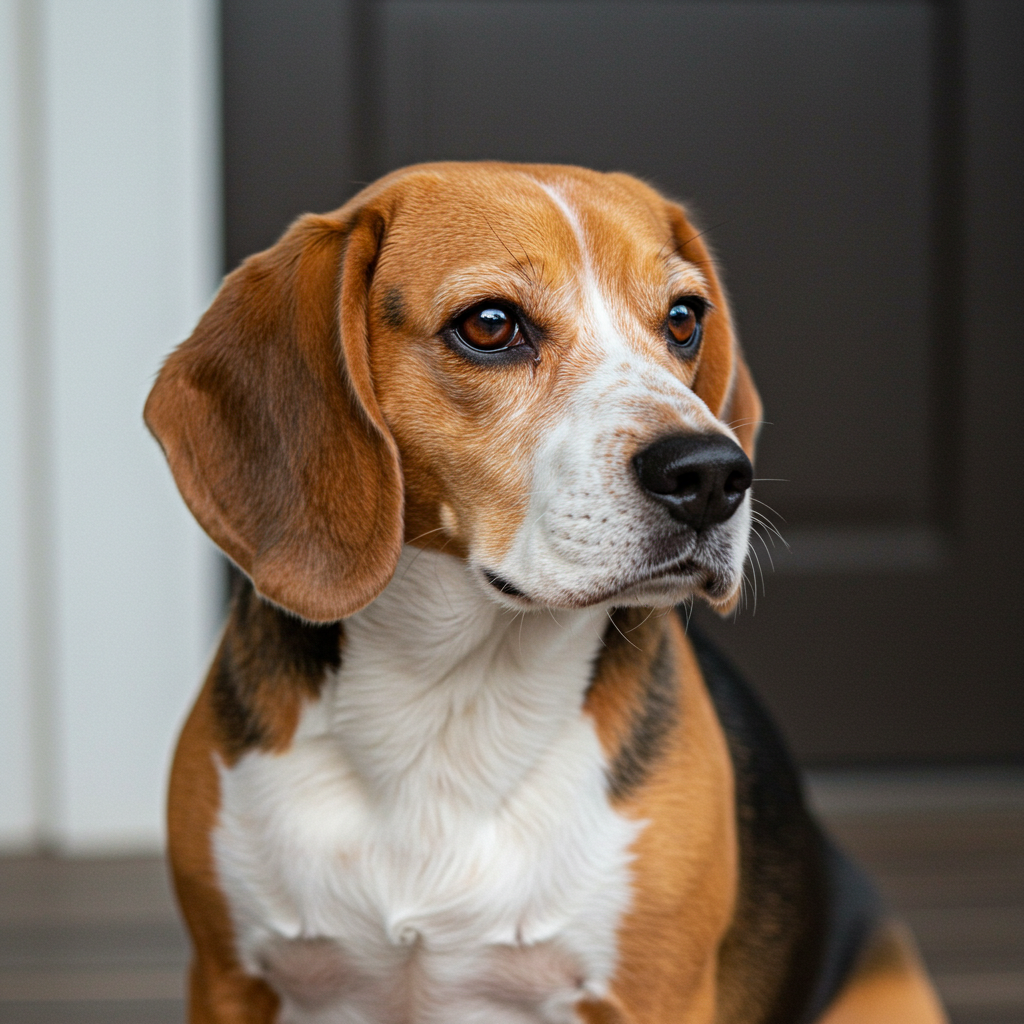 beagle dog indoors